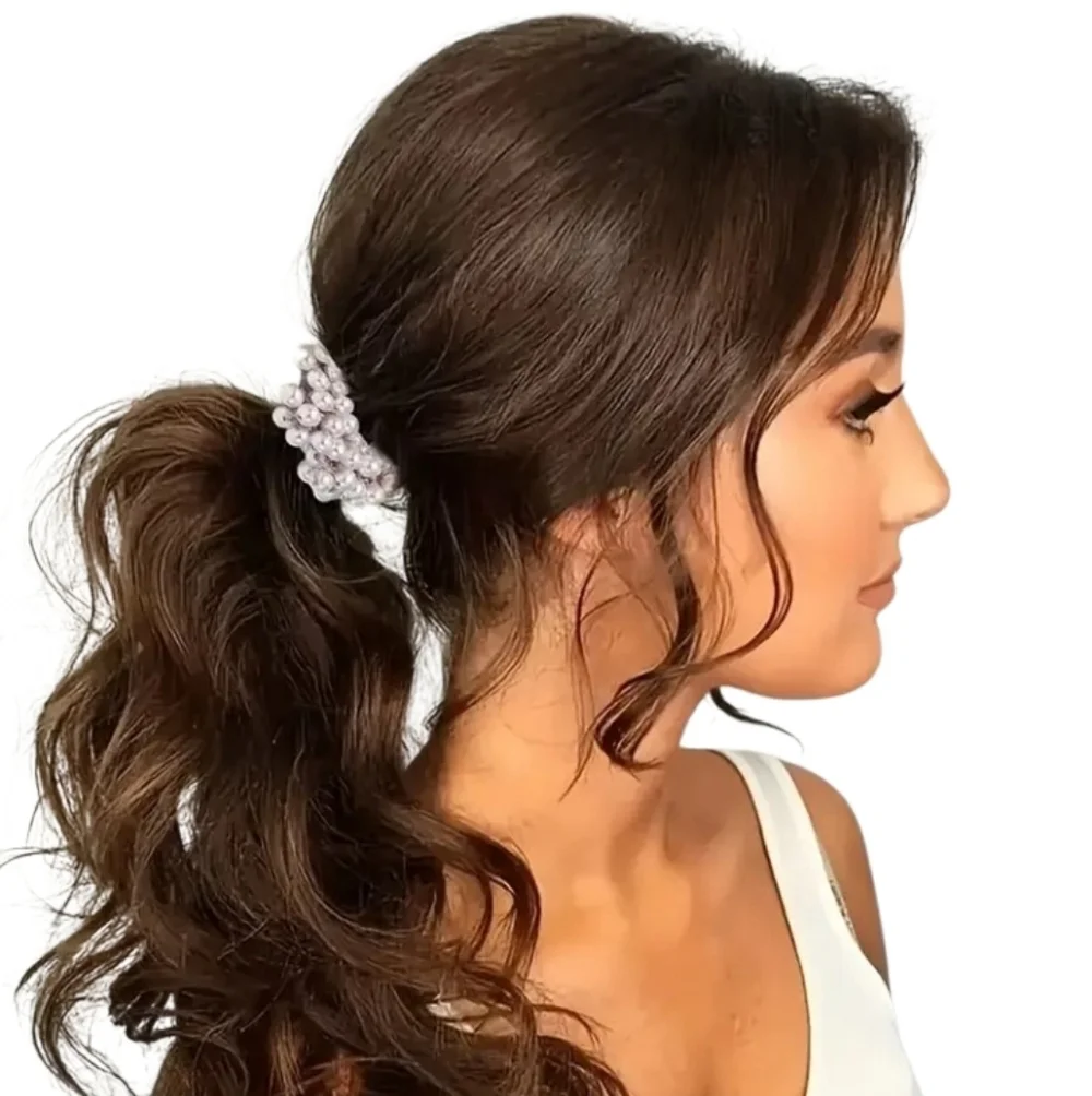 Purple and Lavender Beaded Hair Scrunchies